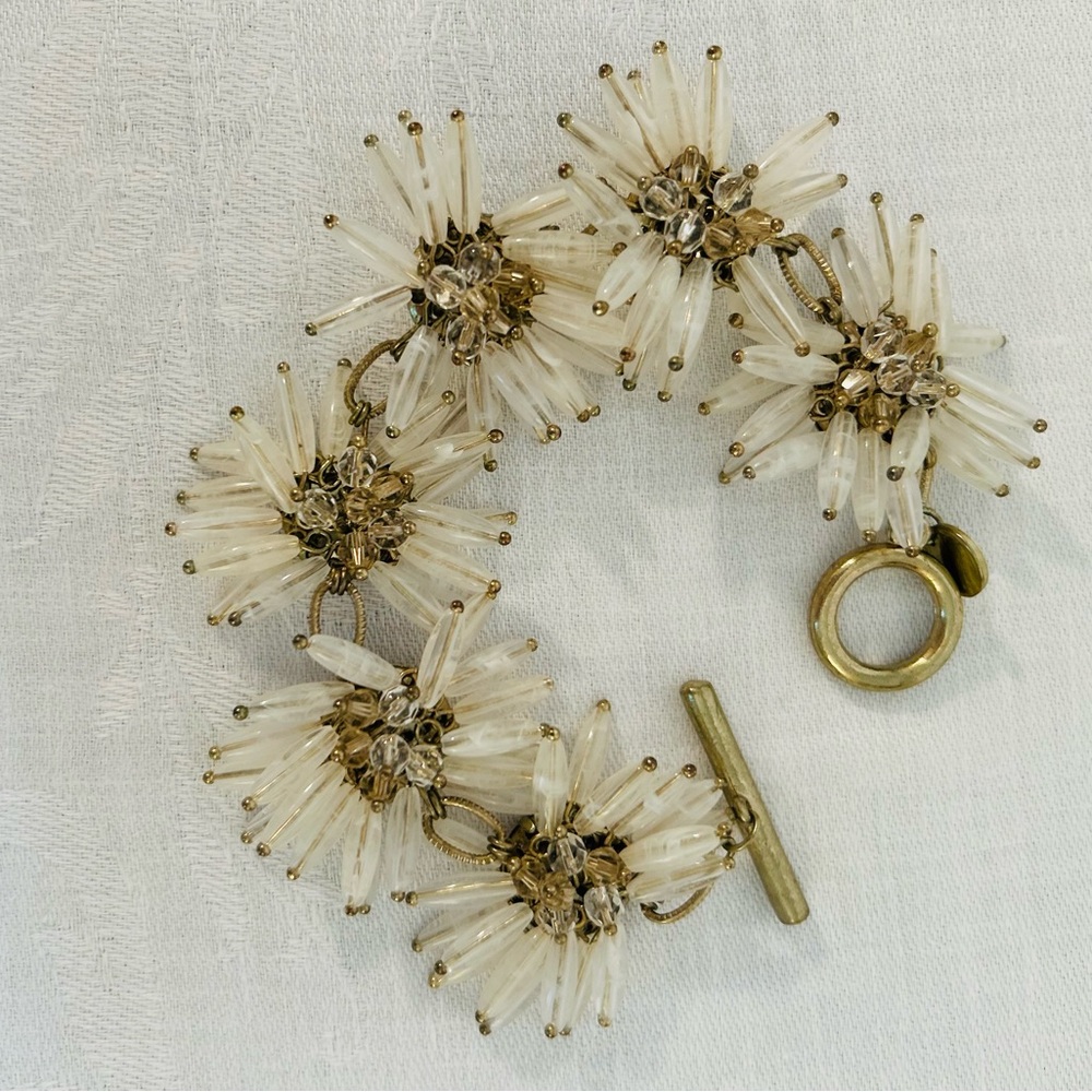 Talbots Floral Bracelet with Gold Accents